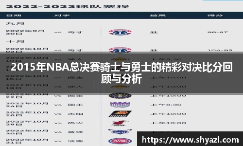 2015年NBA总决赛骑士与勇士的精彩对决比分回顾与分析